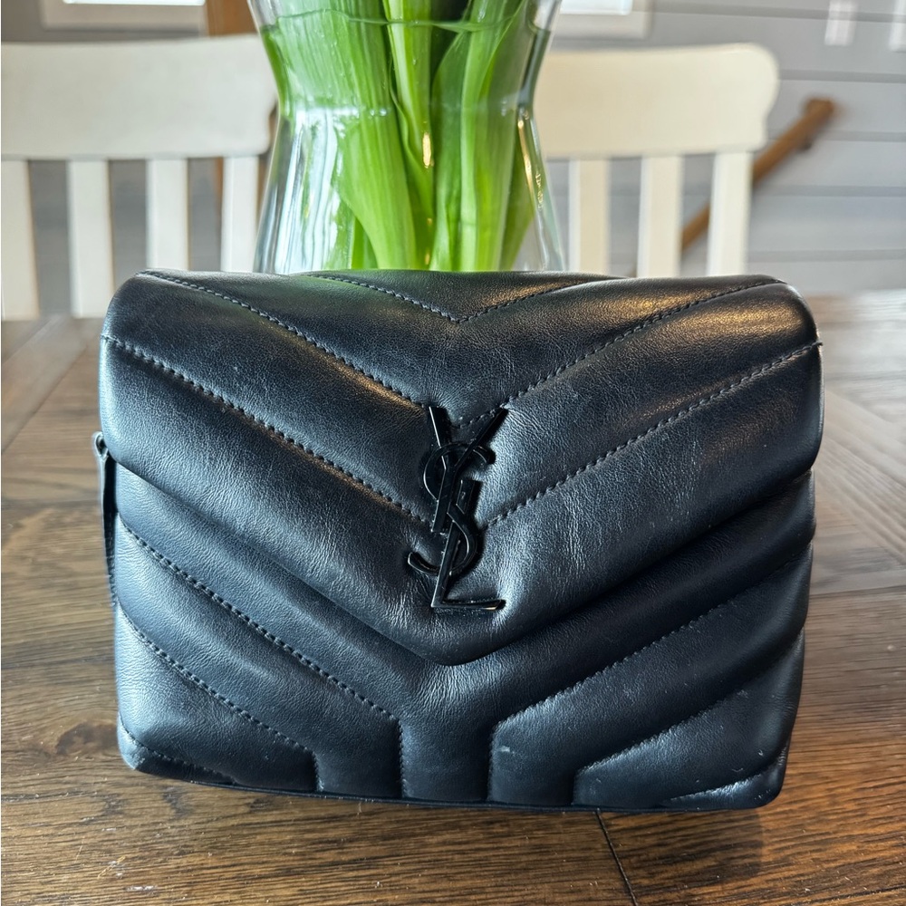 Yves Saint Laurent Black Matelasse Calfskin Leather Toy Bag